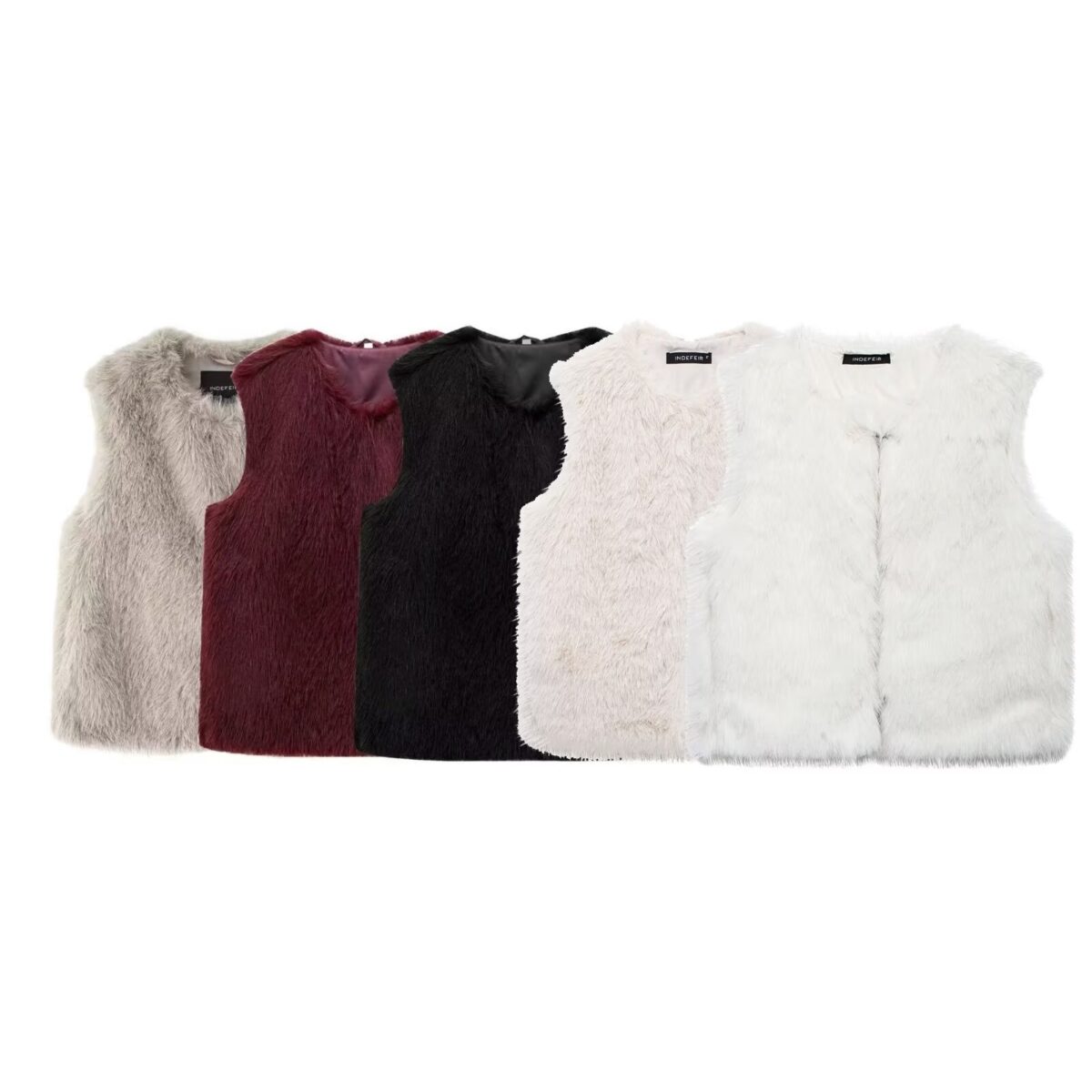 Women's New French Minority Faux Fur Sleeveless Crew Neck Vest - Image 2