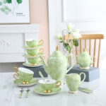 Modern Minimalist Coffee Set With Bone China Tracing Gold - Image 6