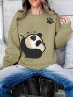 Women's Long Sleeved Panda Print Hoodie - Image 5