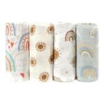 3-piece Combination Baby Swaddling Blanket 2-layer Bamboo Fiber Easy To Dry Gauze Towel Thin Summer - Image 5