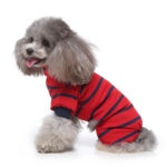 Fashion High Collar Striped Pet Dog Pajamas - Image 3