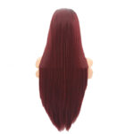 Burgundy Trellis With Long Straight Hair Chemical Fiber Headgear - Image 2