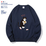 Women's Fashionable Solid Color Printed Long Sleeved Sweatshirt - Image 6