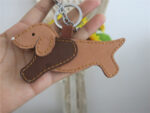Dachshund Dog Pendant Handmade Cowhide Car Keychain - Image 6
