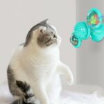 New Windmill Cat Toys Cute Rotating Interactive Cat Toy - Indoor Windmill Cat Toy With Suction Cup Catnip & Jagged Teeth Middle Ball, Smart Kitten Rotating Spinner Exercise Toy, Toothbrush & Massager - Image 2