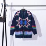 Contrast Color Lazy Style Long Sleeve Knitted Cardigan Jacket