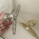 Metal Twist Cross Pearl Hairpin Fashion - Image 4