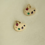 Multicolor Zircon 9K Yellow Gold Palette Pendant - Image 4