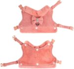 Cute Warm Small Dog Harness And Leash Set With Bow Tie, Soft Padded Puppy Harness With Removable Fur Collar, Adjustable Girl Dog Harness With Quick Release Buckles - Image 2