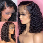 Deep Water Wave Lace Frontal Human Hair Wigs Transparent Curly - Image 5