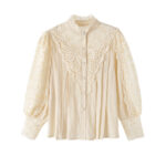Design Palace Style Blouse Lace Stand-up Collar Long-sleeved Shirt Women - Image 3