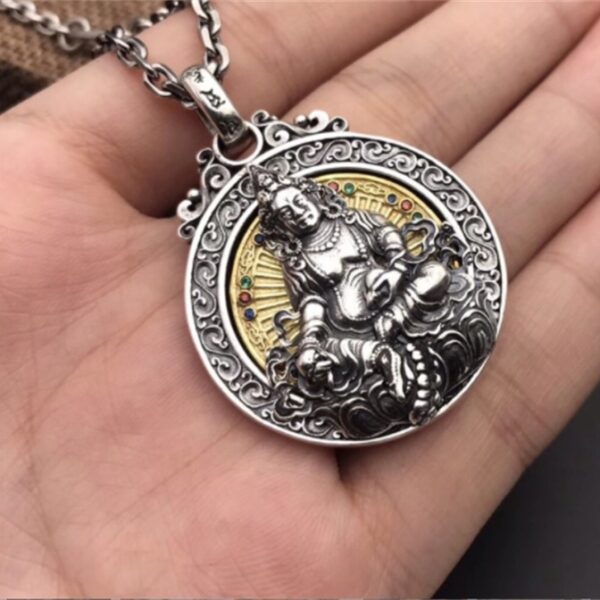 925 Sterling Silver Six-Character Mantra Turning Bronze Pendant