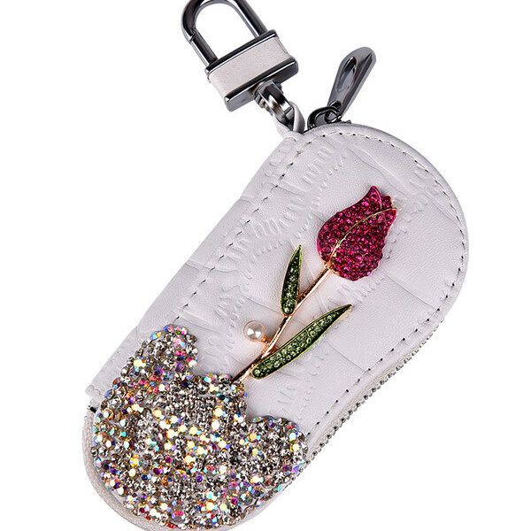 Car Key Case With Diamonds And Roses Cute Female Creative Personality Fashion Car Key Protection Cover