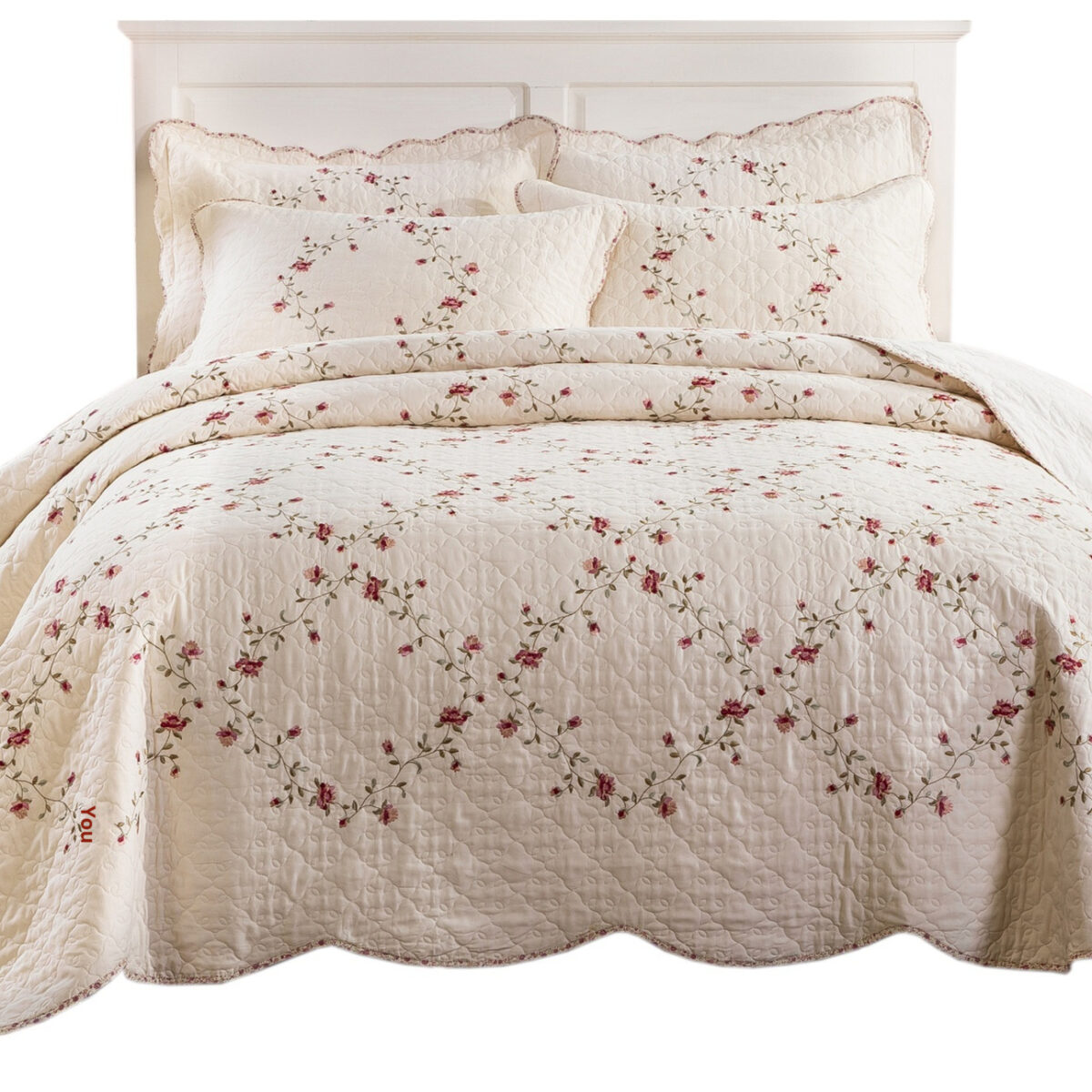 Embroidered Cotton White Summer Suit Bedspread - Image 1