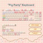 Sublimation Cute Cartoon Pig Party Theme Height Keycap Full Set
