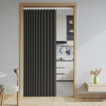 Household Solid Color Folding Partition Door Curtain - Image 10