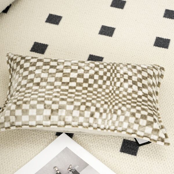 Minimally Designed Nordic Ins Checkerboard Plush Cushion