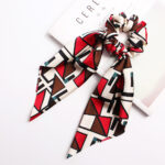 Geometric Hair Band Fashion Satin Big Bow Elastic Horse Tail Ribbon Fabric Large Hair Tie - Image 5