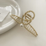 Metal Twist Cross Pearl Hairpin Fashion - Image 2
