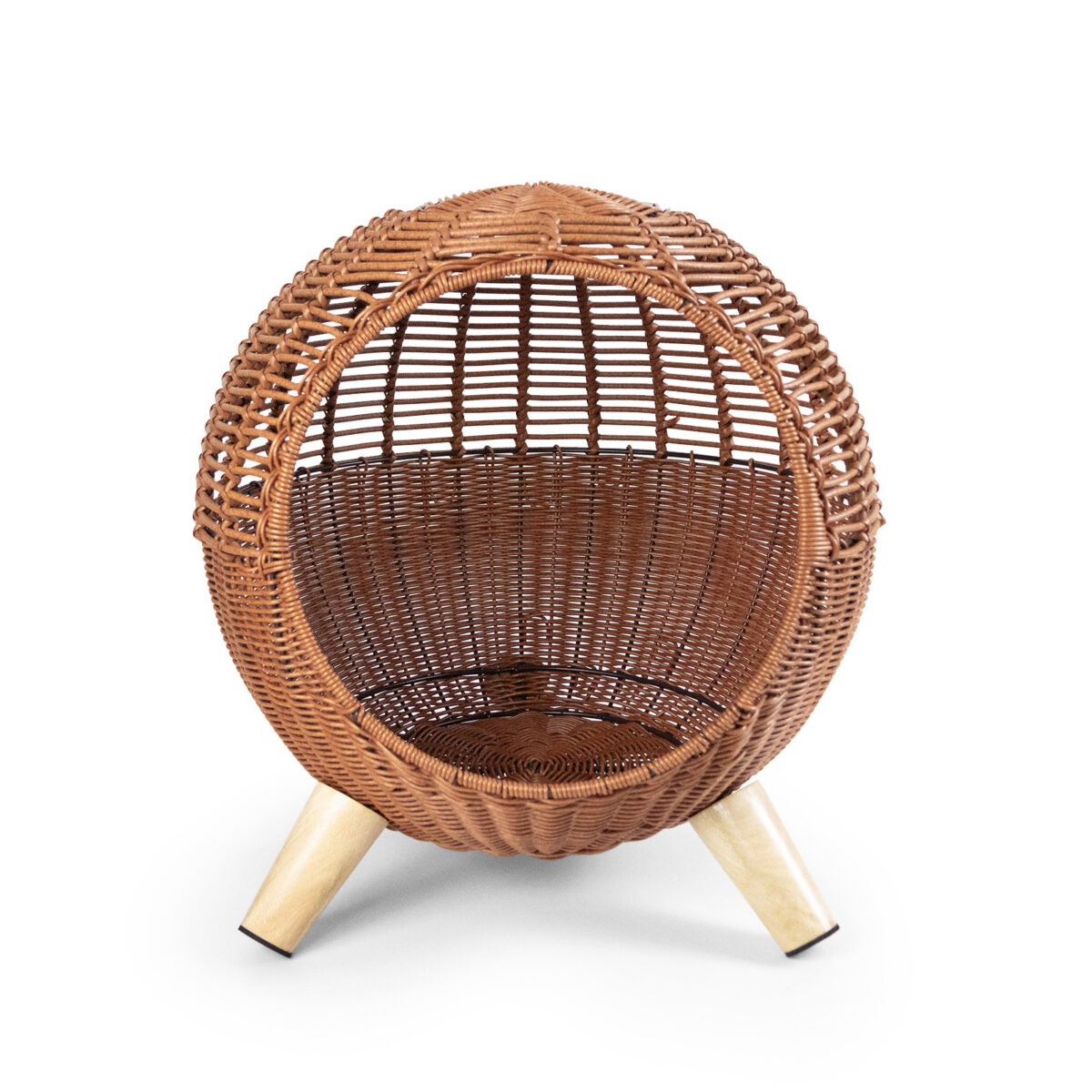 Breathable Rattan Woven Round Cat Bed PE Rattan Cat Climbing Frame Sleep Game Warm Pet Litter Cat Villa - Image 1