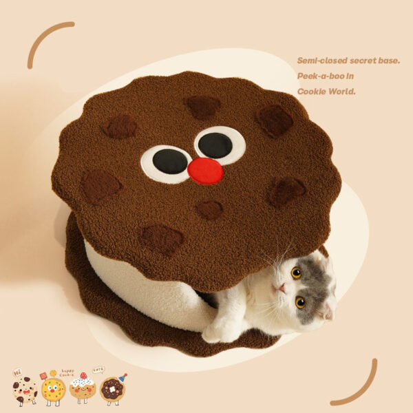 Nest Shaped Like A Sandwich Cookie For Cat Closed House For Sleeping Cold Proof For Autumn And Winter