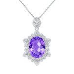 Geometric Denier Amethyst Pendant Sterling Silver Natural Gemstone Clavicle Chain Temperament Necklace - Image 5