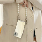 Crossbody Pearl Chain Frosty Mirror Phone Case - Image 5