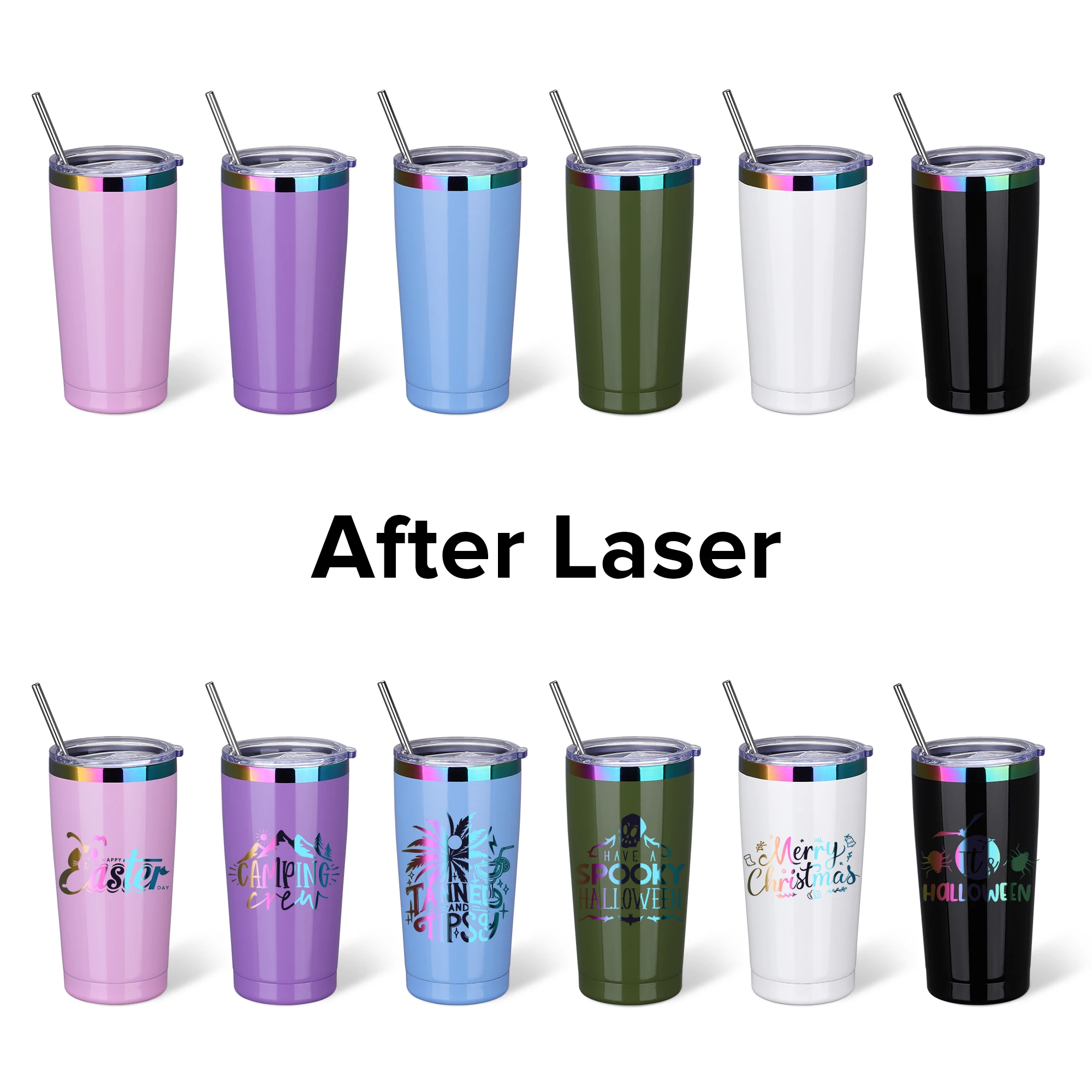 12 Pack 20 oz Stainless Steel Tumblers Bulk, Insulated Travel Cup with Lid,fit laser engraving,Car Cupholder(Assorted Colors) - Image 5