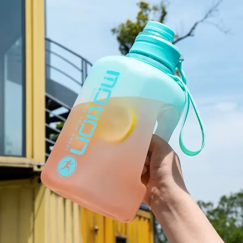 2 Liter Sports Water Bottle With Straw Large Capacity Fitness With Scale Gradient Kettle Outdoor Plastic Portable Water Bottle - Image 6