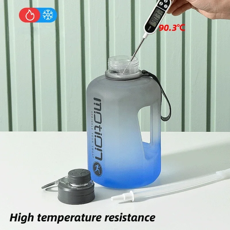 2 Liter Sports Water Bottle With Straw Large Capacity Fitness With Scale Gradient Kettle Outdoor Plastic Portable Water Bottle - Image 4