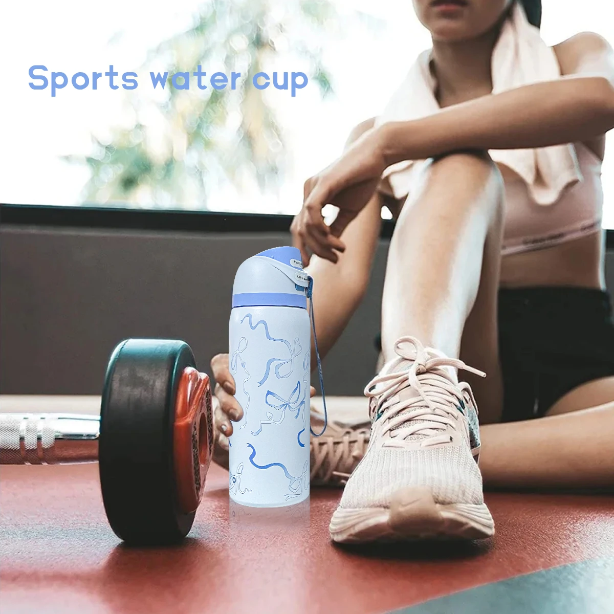 Owalaa Blue butterfly Water bottle 32oz,945ML,with straw,heat preservation time more than 24 hours,camping,work,indoor - Image 2