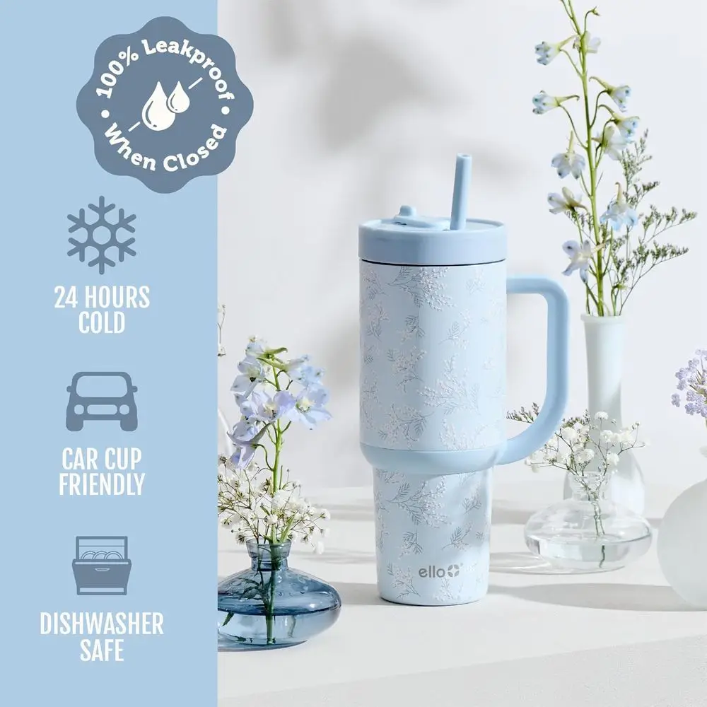 30 oz Tumbler with Handle & Retracting Straw | Reusable Insulated Stainless Steel Cup | Keeps Cold or Hot for 24 Hours | Cup Hol - Image 5