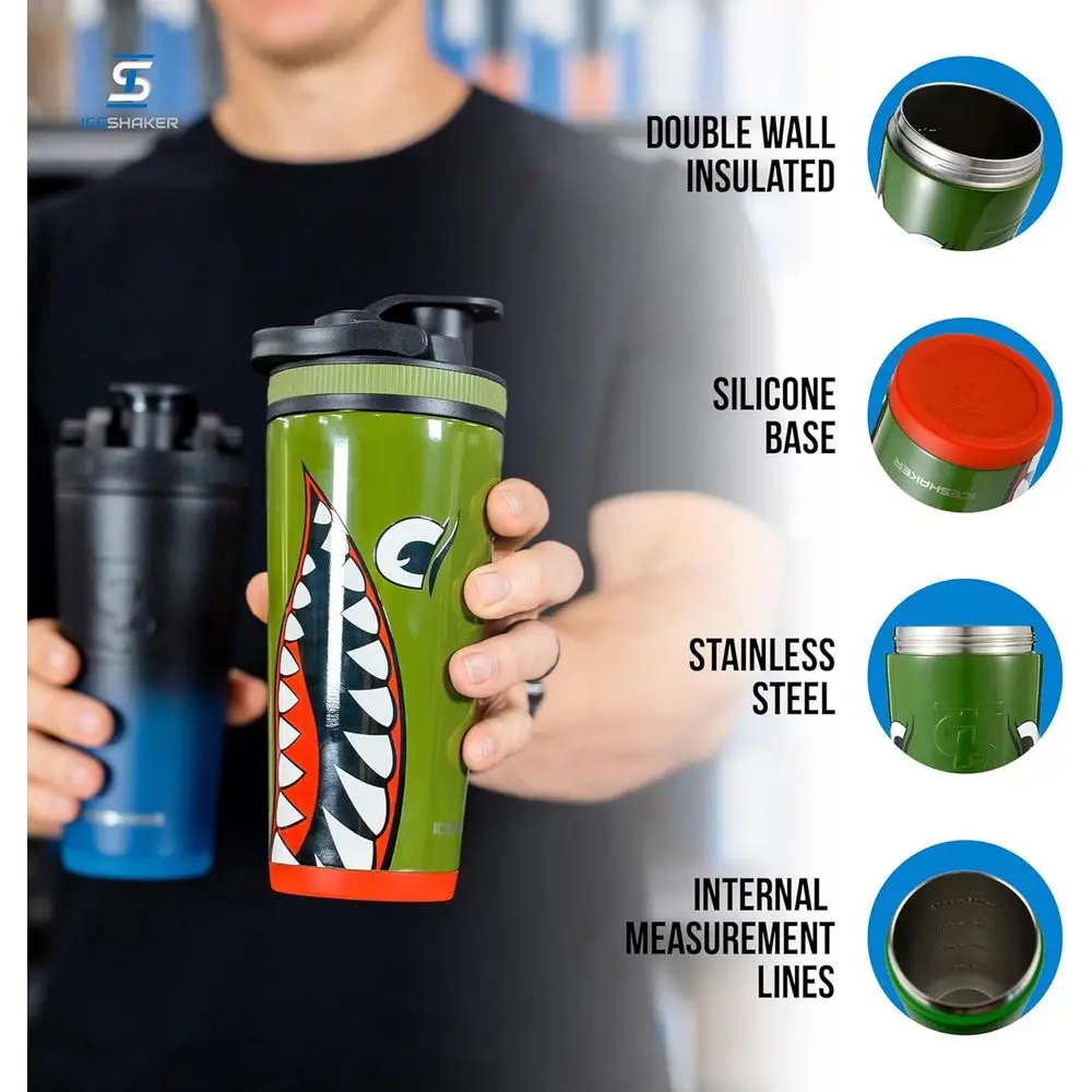 Insulated Stainless Steel Shaker Bottle | 26oz, Cold or 30+ Hours | Insulated Cup with Agitator | Odor-free for Protein Shakes, - Image 2