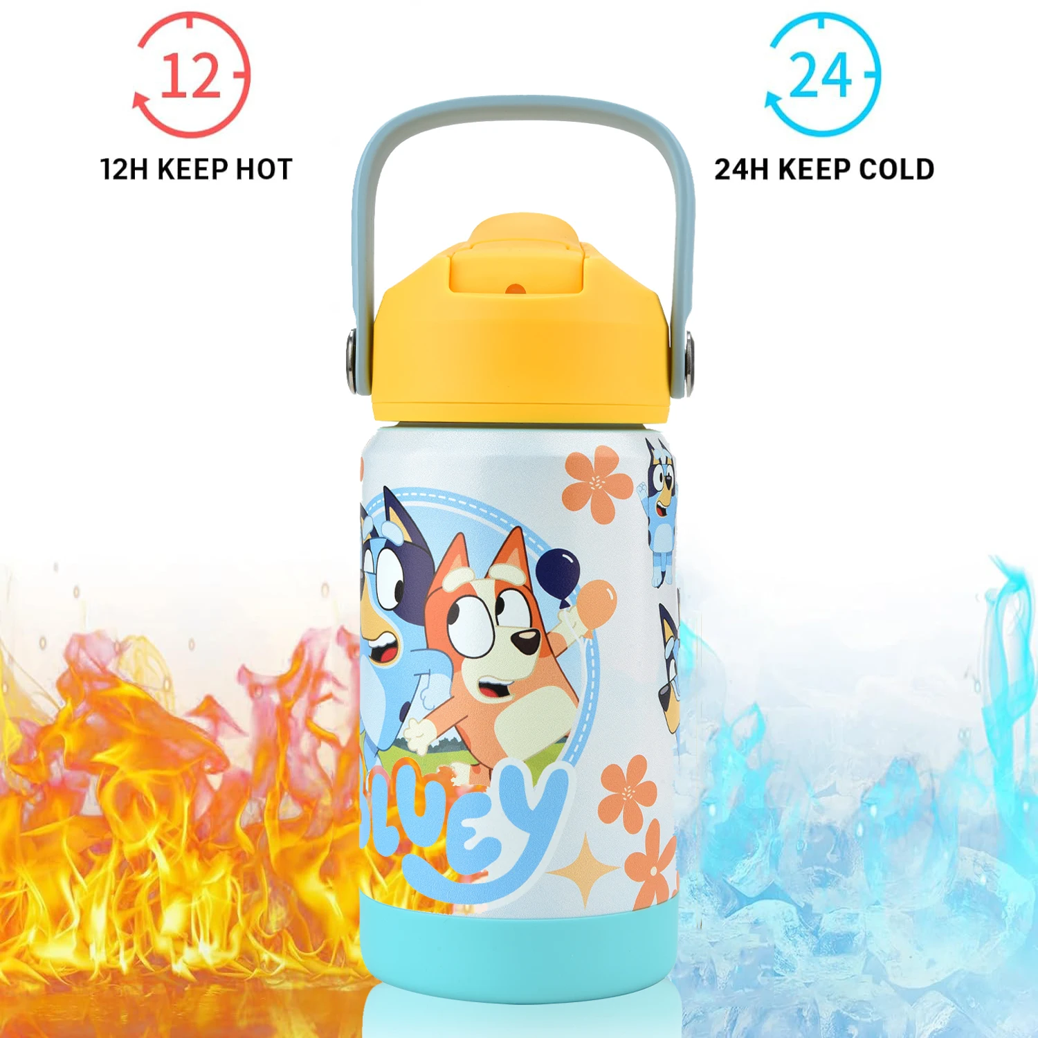 350ml Cartoon cat dog Unicorn Insulated Water Bottle With Straw Stainless Steel Double wall kids Portable outdoor sport thermos - Image 2