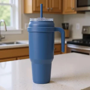 50 oz Stainless Steel Tumbler with Handle, Dual-Wall Vacuum Insulated Travel Mug, Sweat-Proof Lid & Reusable - Keeps Drinks Cold