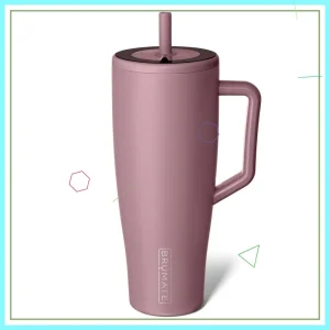 40 oz Insulated Tumbler with Handle and Straw, Leakproof Stainless Steel Water Bottle, Cup Holder Friendly in Rose Taupe
