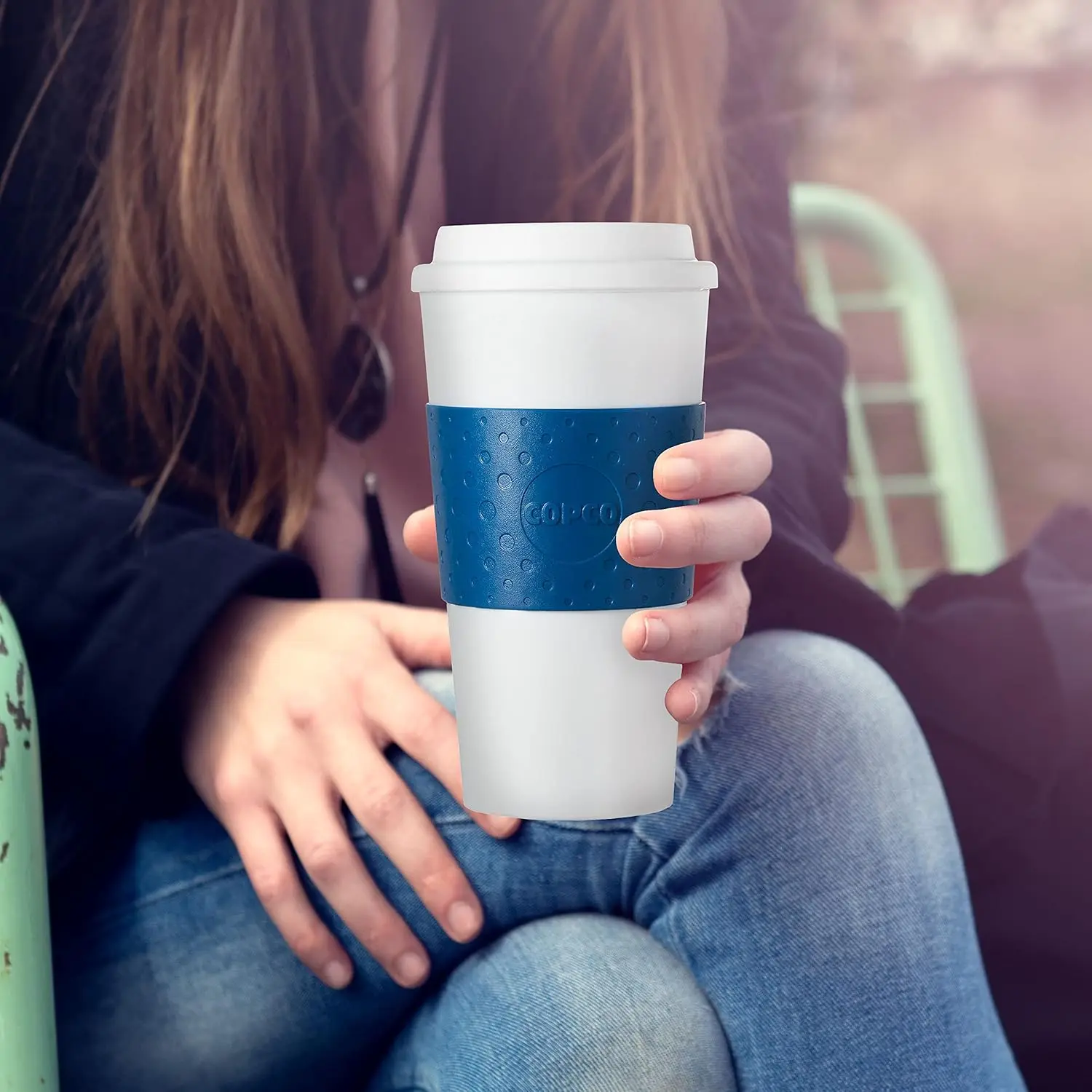 16 oz Insulated Travel Mug, Leak-Proof BPA-Free Coffee Tumbler for Hot & Cold Drinks, Cup Holder Friendly in Blue - Image 2