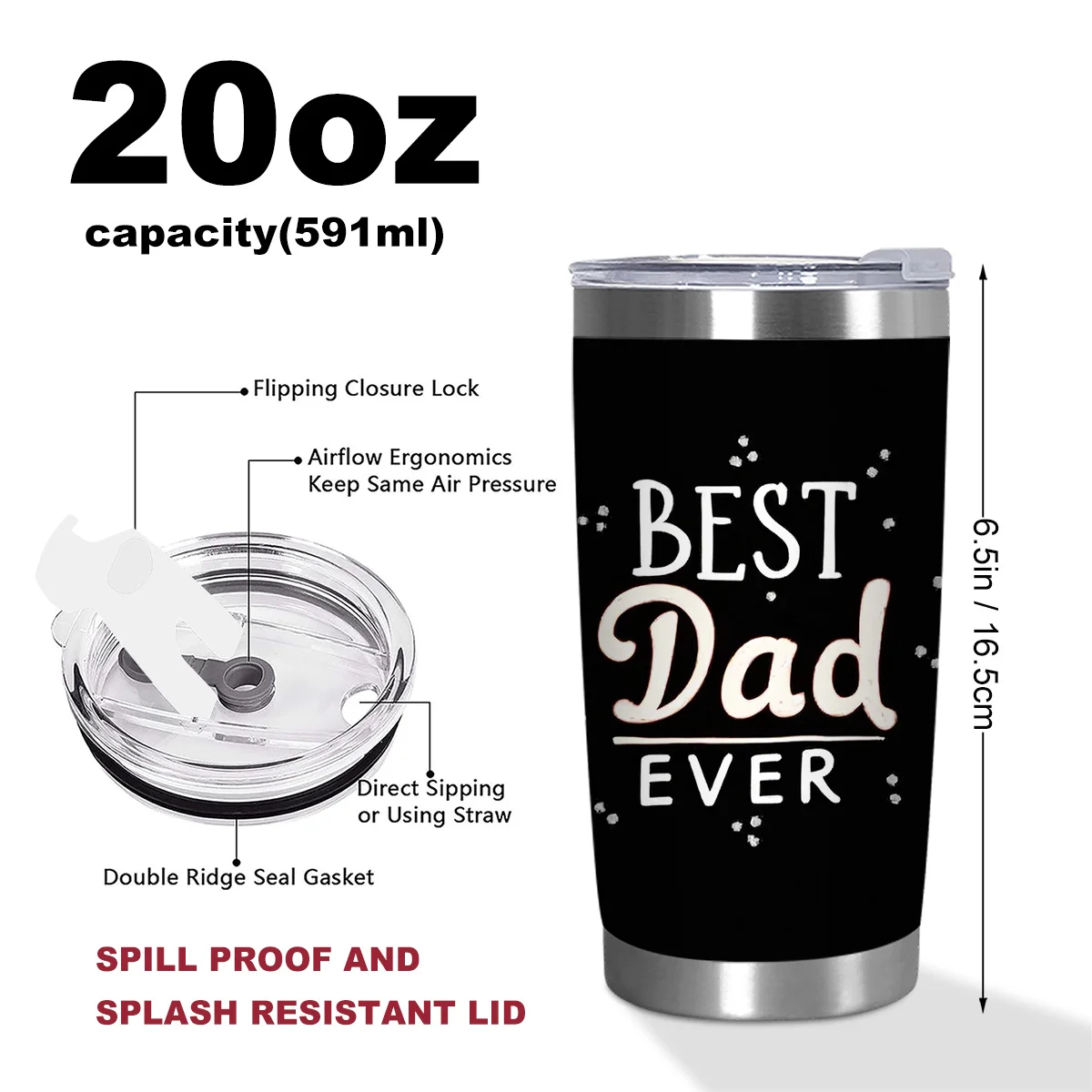 20 oz stainless cup, Tumbler bulk, Ergonomic shape fits comfortably in hand, Tumbler with lid and straw - Image 5