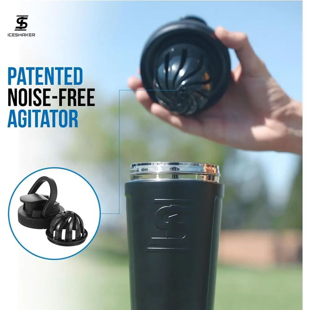 Insulated Stainless Steel Shaker Bottle | 26oz, Cold or 30+ Hours | Insulated Cup with Agitator | Odor-free for Protein Shakes, - Image 5