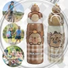 520ml Capybara Sports Water Bottle Stainless Steel Vacuum Insulated Tumbler with Lid & Silicone Straw Cute Milk Bottle