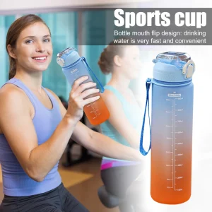 Sports Water Bottle Gradient Color Water Cup Portable Leakproof Gym Water Bottles With Handle And Straw Cup For Outdoor Travel