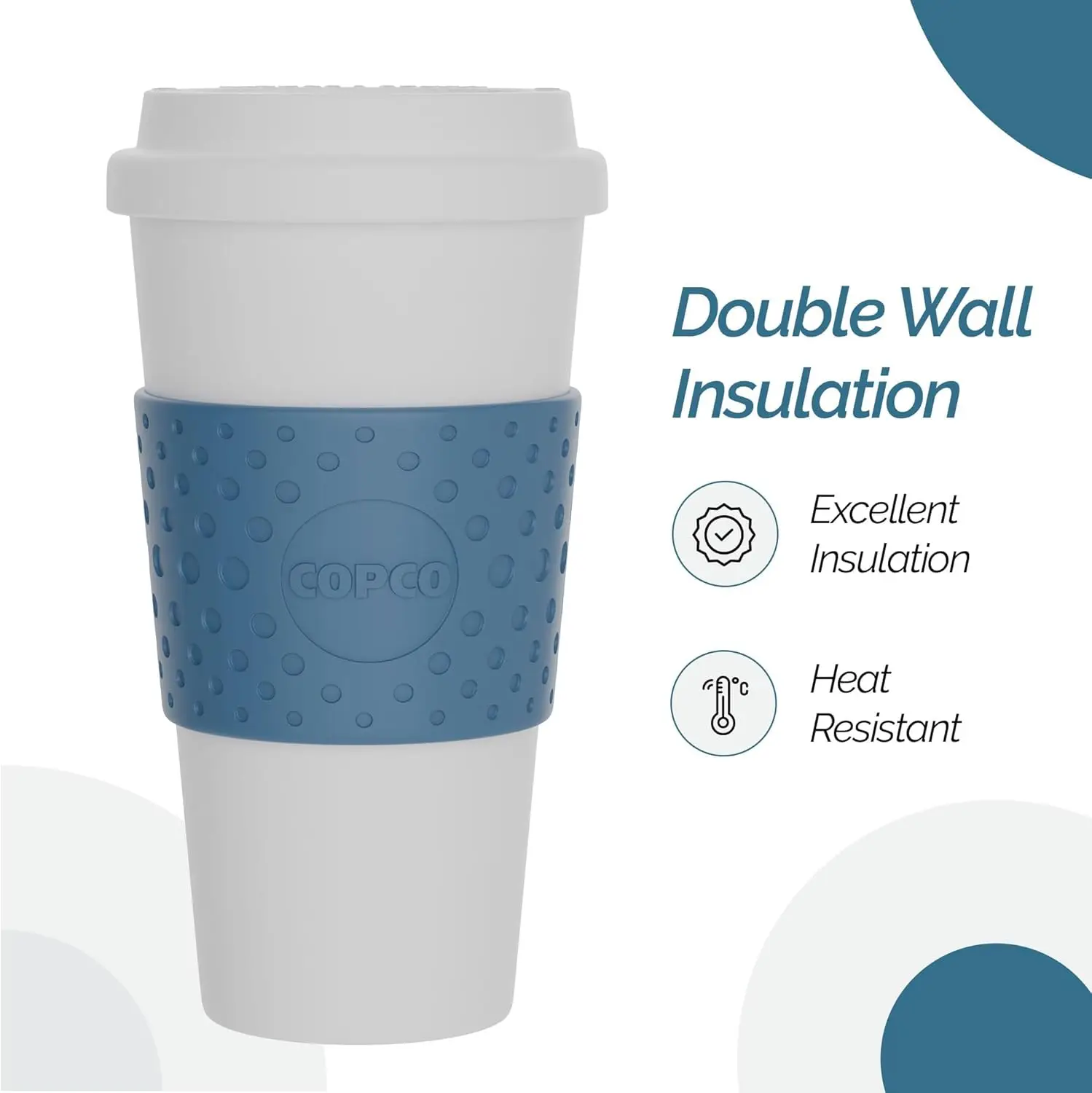 16 oz Insulated Travel Mug, Leak-Proof BPA-Free Coffee Tumbler for Hot & Cold Drinks, Cup Holder Friendly in Blue - Image 5