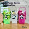 520ml Cute Cartoon Panda Plastic Bottle Double Drink Cup Children's Student Straw Cup Cartoon Large Capacity Water Bottle