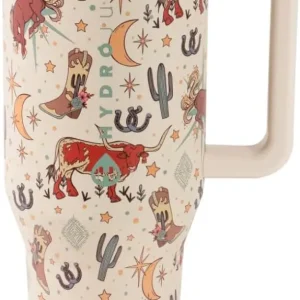 40 oz Insulated Water Bottle with Handle & Flip Straw, Leak-Proof Tumbler Fits Cup Holder, Reusable Stainless Steel Gift for All