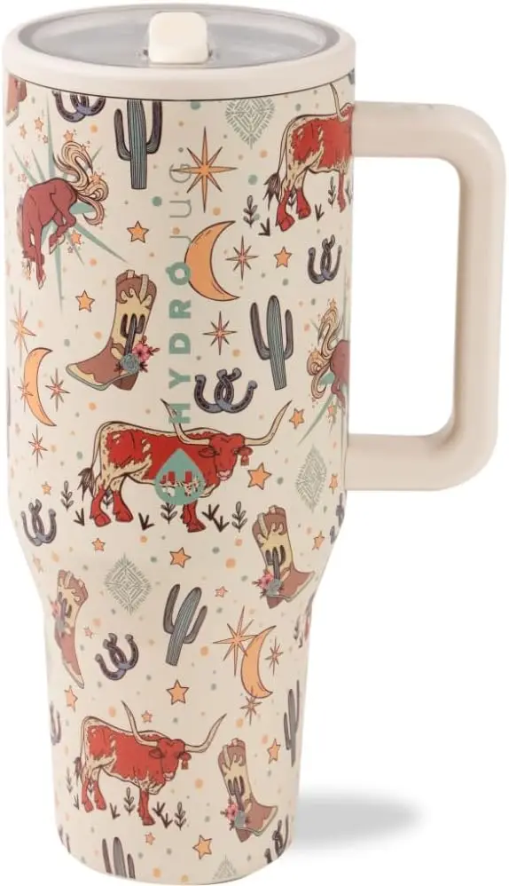 40 oz Insulated Water Bottle with Handle & Flip Straw, Leak-Proof Tumbler Fits Cup Holder, Reusable Stainless Steel Gift for All