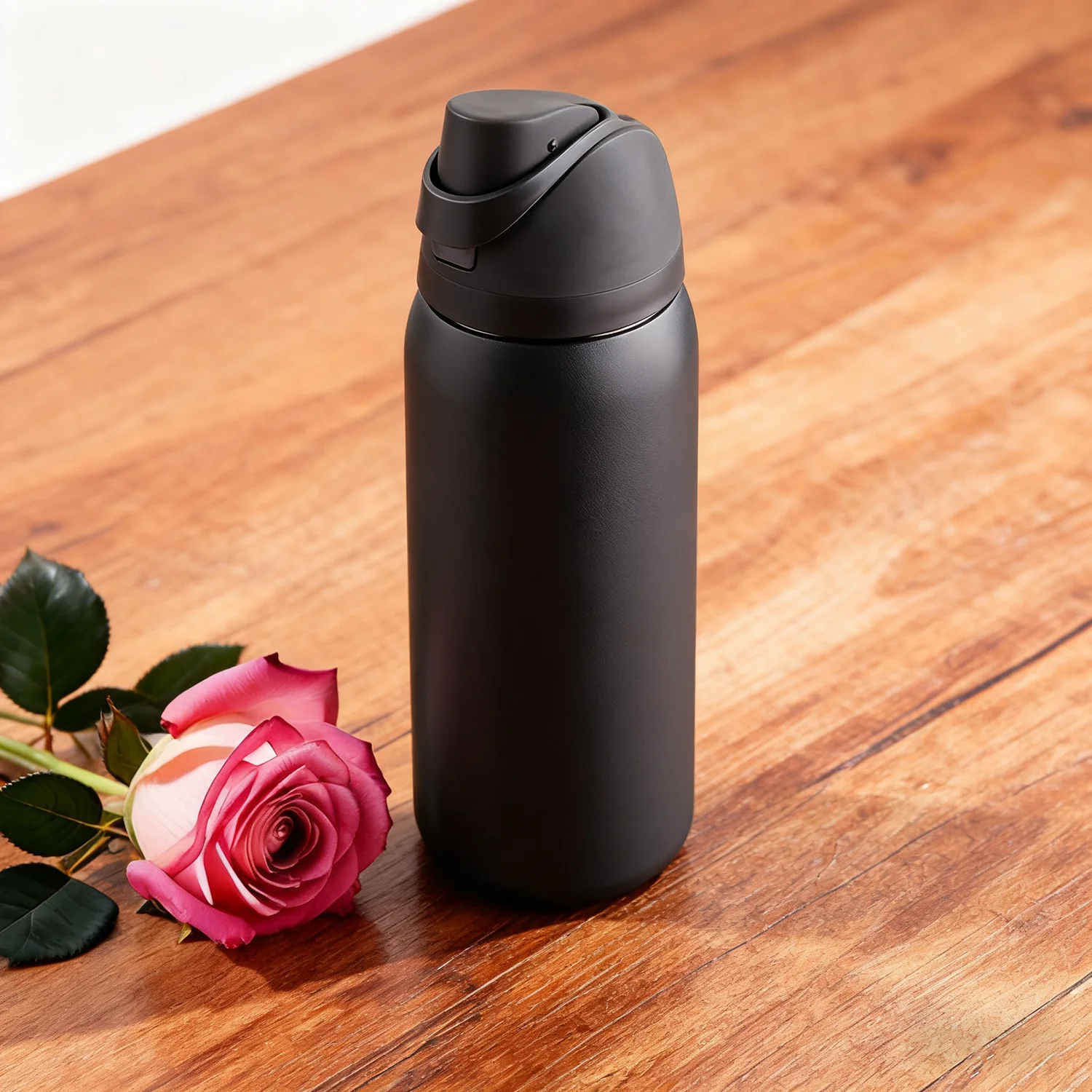 Owalaa black insulated stainless steel water bottle with straw,32oz,suitable for office workers,students,travel - Image 2