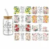 Christ 3D UV DTF Design Flower Bible Verses God Transfer 16oz Libbey Glass Mug Cup High Qaulity Waterproof Sticker Decals