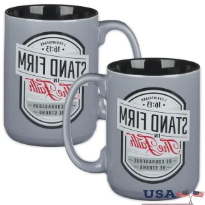 Large Inspirational Ceramic Coffee Mug Encouraging Bible Verse Stand Firm in the Faith 1 Corinthians 16:13 Gift Men Women