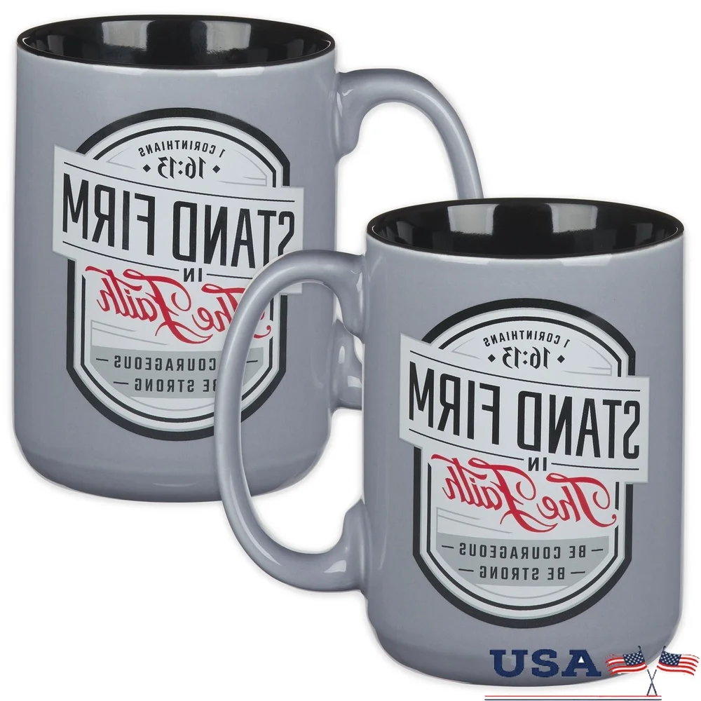 Large Inspirational Ceramic Coffee Mug Encouraging Bible Verse Stand Firm in the Faith 1 Corinthians 16:13 Gift Men Women