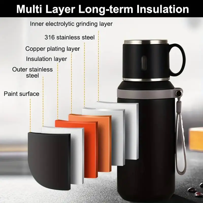 600ml Stainless Steel Coffee Cup Travel Thermal Mug Leak-Proof Thermos Bottle Tea Coffee Mug Office Business Style Thermos - Image 5